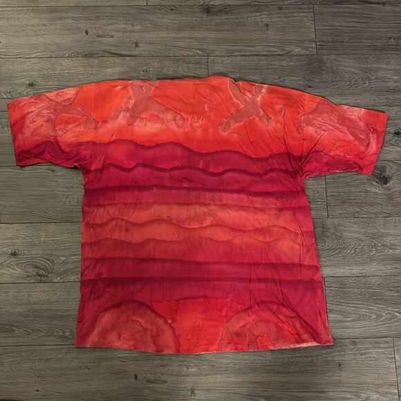 Vintage 90s Surf Odyssey Tie Dye Single Stitch Tee Shirt AOP Orange Red Mens XXL - Picture 4 of 4